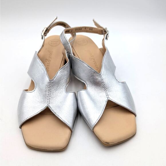 Paul Green Remy Slingback Sandal Aluminum Metallic Nappa Size US7.5/UK5 EU38 - Picture 2 of 10